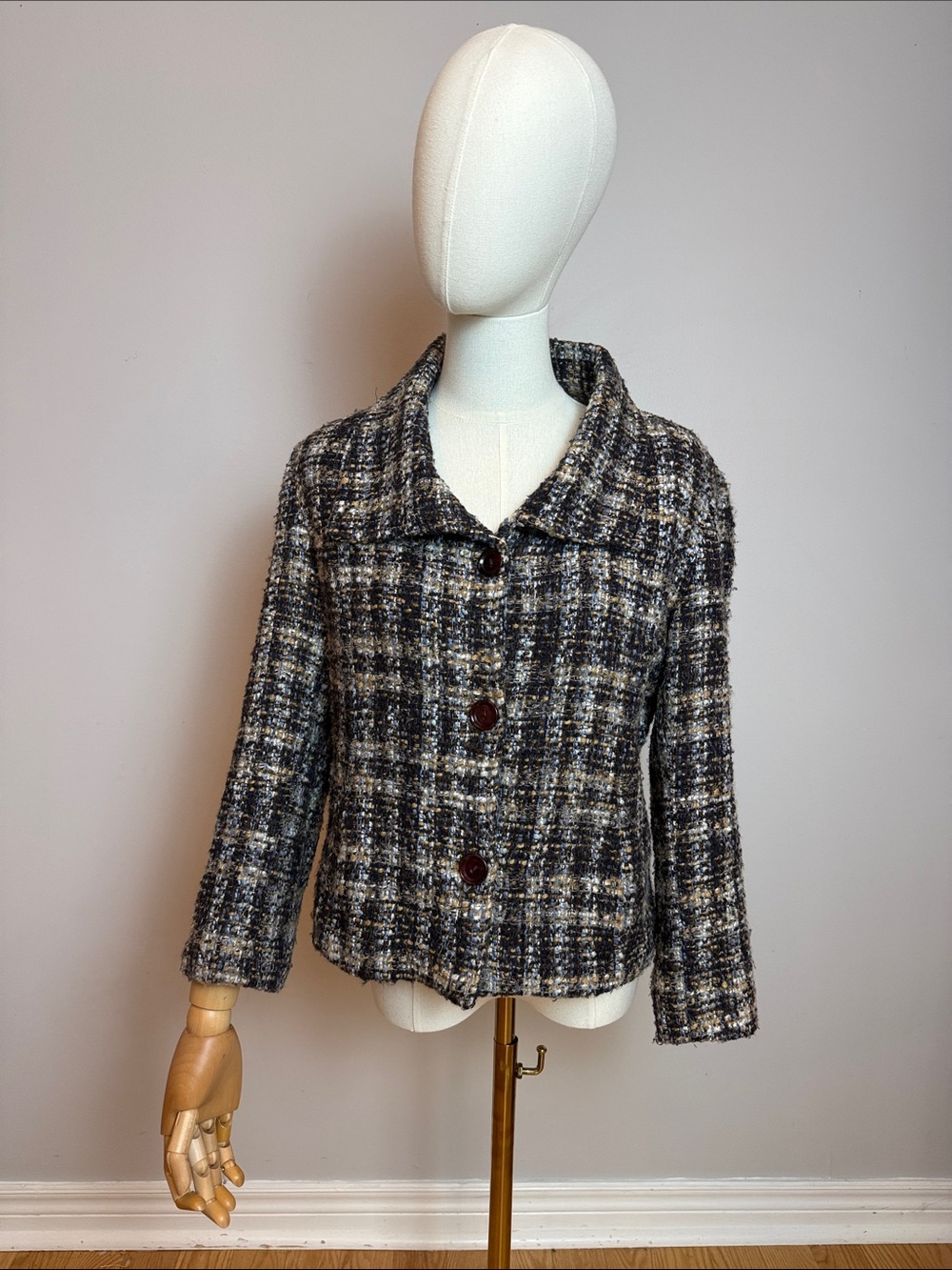 Classic Black & Cream Tweed Women's Jacket